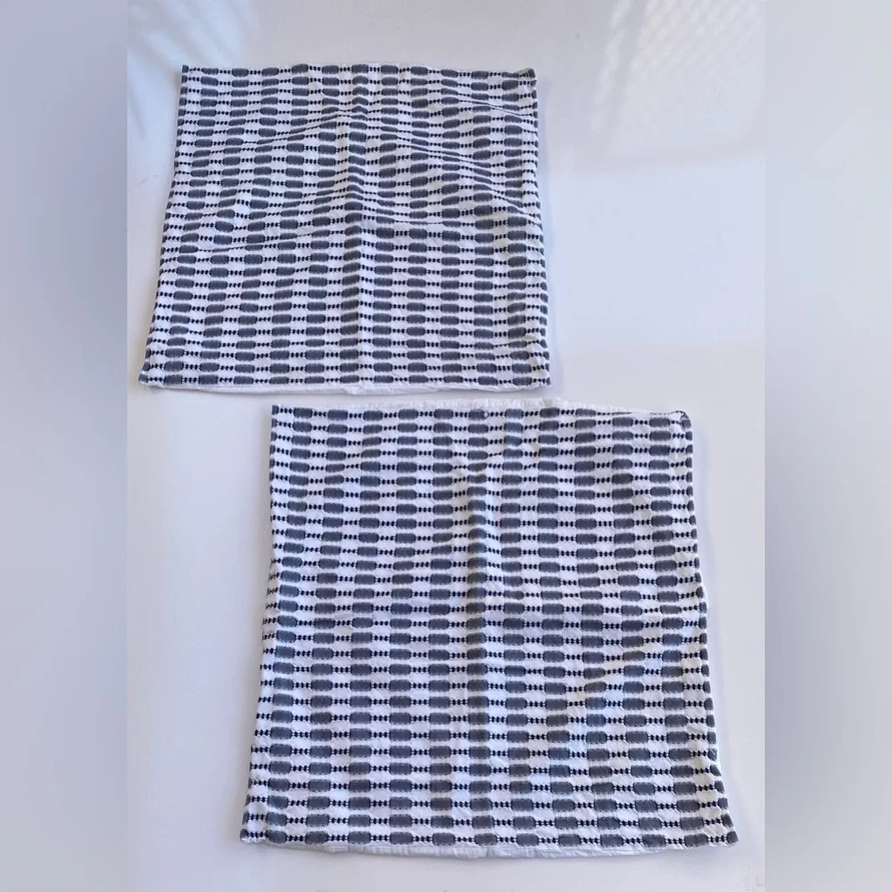 West Elm Black & White Texture Graphic Geometric Standard Pillow Shams Set of 2
